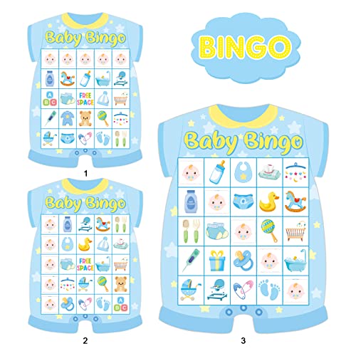 Baby Shower Bingo Cards - 24 Guests Blue Newborn Bingo for Baby Shower Party Supplies - color: Baby Bingo
