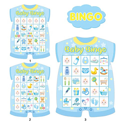 Baby Shower Bingo Cards - 24 Guests Blue Newborn Bingo for Baby Shower Party Supplies - color: Baby Bingo