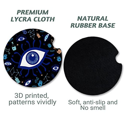 Yonlevres Car Coasters for Cup Holders, Evil Eye, 2 Pack - color: Evil Eye