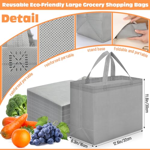 Windyun Reusable Grocery Bags Non Woven with Handles - color: Dark Gray