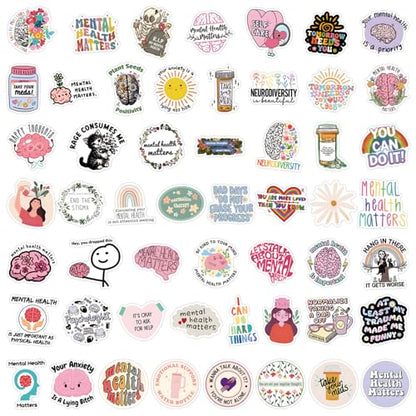 110pcs Mental Health Stickers Pack,Waterproof Vinyl Encourage Onself Decales for Teens Adults Teachers,Cartoon Stickers for Water Bottles Laptop Notebook DIY Art Craft - color: 110 - Mental Health