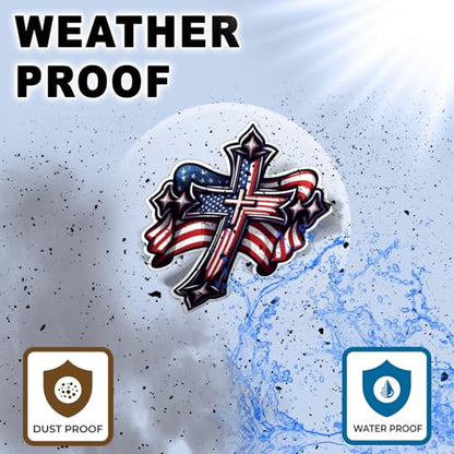 American Flag Cross Vinyl Sticker 5 Inch Waterproof Christian Patriotic Decal Jesus Faith Religious USA Graphic for Car Truck Laptop Window Water Bottle Bumper - color: 04