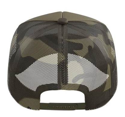 Half Hood Half Holy Tshirt Christian Jesus Ghetto God Funny Trucker Hat with Adjustable Mesh Back - color: Camo Green