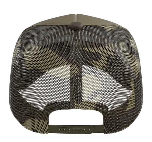 Romans 8:28 Bible Verse Flowers Cross Christian Women Trucker Hat with Adjustable Mesh Back - color: Camo Green
