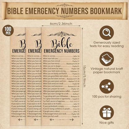 Motiskyy 100 Pcs Bible Emergency Numbers Bookmark Gift