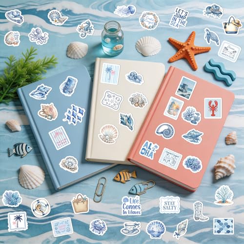 50 Pcs Beach Coastal Granddaughter Stickers Blue Ocean Decals - style: Beach Coastal