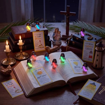CroBlissful 100 Sets Mini Jesus Figurines Glow in Dark, Glowing Open Arms - style: Glowing Open Arms
