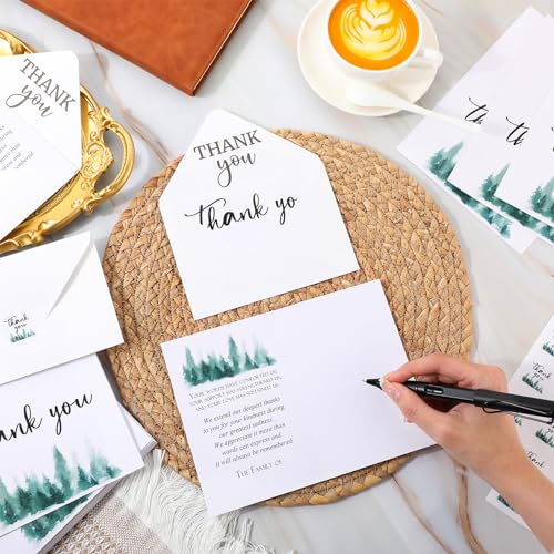 Marspark 25 Pack Funeral Thank You Cards Sympathy Envelopes, Tree - style: Tree
