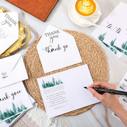 Marspark 25 Pack Funeral Thank You Cards Sympathy Envelopes, Tree - style: Tree