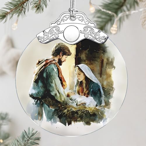 Nativity Christmas Ornament, Religious Ornament, Jesus Mary Joseph, Christian Christmas Decoration, Unique Faith Gift, Religious Gifts, Christian Gifts, Gift Idea - color: Nativity Pattern F