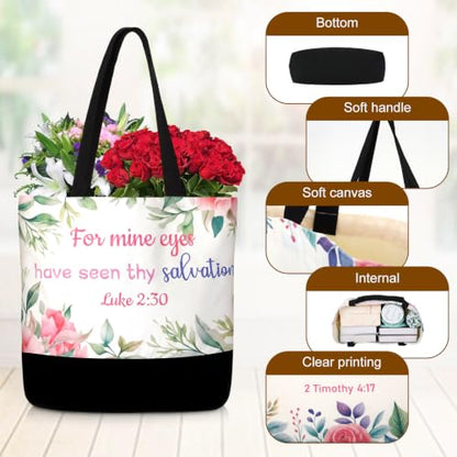 40 Pcs Christian Canvas Tote Bible Bag for Women - style: Floral