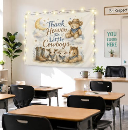 Elpwk Farmhouse Western Cowboy Nursery Tapestry Wall Decor 50x60 Inch - color: West cowboy