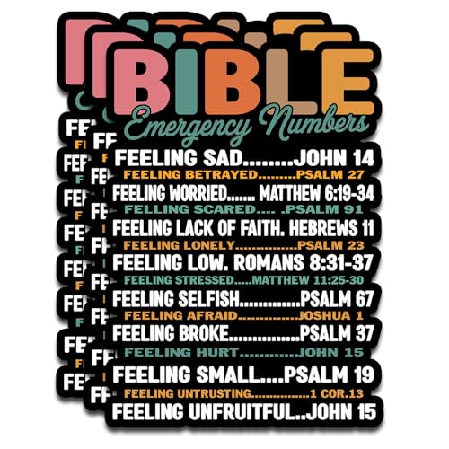 (3PCS) Bible Emergency Numbers Sticker Waterproof Vinyl Decal for Laptop Water Bottle Christian Reference Numbers Bible Verse Faith Sticker for Adults Teens. Size 3" x 2" - color: Bible Emergency Numbers Sticker-2