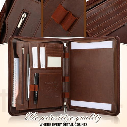 Fuyoooo 3 Pcs Pastor Gifts for Men Leather Portfolio Set Philippians 4:13 - style: Philippians 4:13
