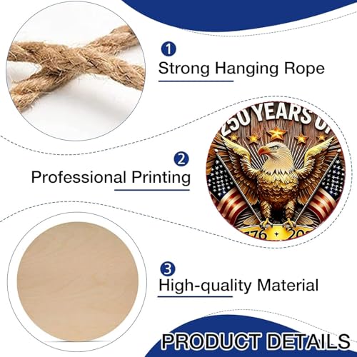 250th Anniversary Eagle Wreath 4th of July Door Sign 3D America Eagle Wreath National Flag Patriotic Independence Hanger Wooden Wall Decor 1776-2026 Hanging Signs for Home Porch Outdoor Decor - color: ID4