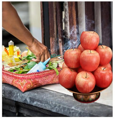 Buddhist Plate Offering Bowls Food Dessert Snack Fruit Tray Blessing Tinplate Bowl for Altar, Dark Red Metal Plate for Shrine, Hindu,Sweets, Incense (6 Inch)