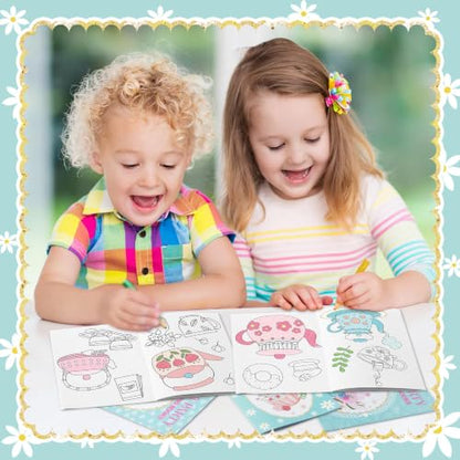 Bulk Tea Party Coloring Books, 24Pcs Tea Time Mini Drawing Booklet for Kids - style: Tea Party