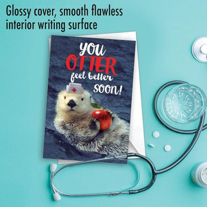 NobleWorks - Funny Get Well Greeting Card - Hilarious Feel Better Notecard with Envelope - Otterly Awesome C6574DGWG - style: Otterly Awesome