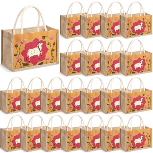 Happy Diwali Return Gift Bags, Pichwai Tote Bags - style: Lotus