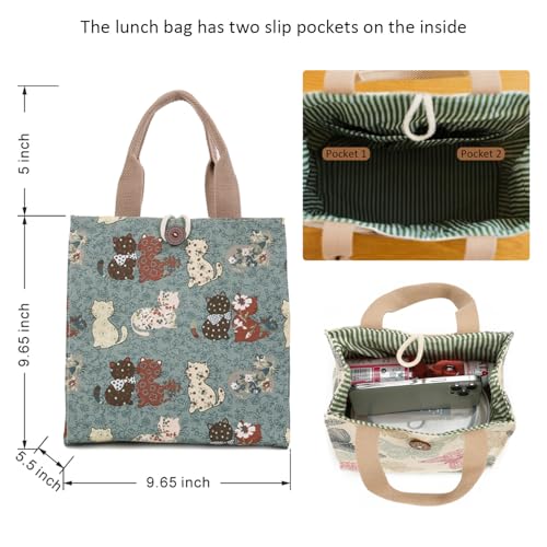 SNDEC Canvas Small Bible Bag for Girls and Women, Cute Mini Preppy Aesthetic Tote, Reusable Grocery Bag for Essentials - color: Blue