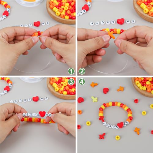 36 Sets Fall Religious Bead Bracelet Kits, Orange - color: orange