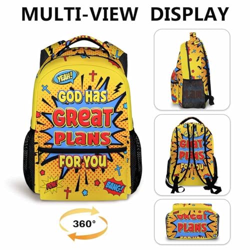 Kids Backpack Schoolbag for Boys Girls, Christian Gift Lightweight Backpacks for Kindergarten Primary Elementary Middle - color: Yellow
