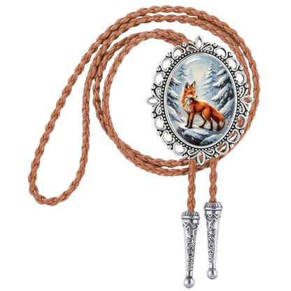 GelConnie Gothic Bolo Tie for Men Women 3D Art Western Cowboy Necktie - color: Fox Snow Bolo Tie