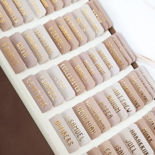 Laminated Bible Tabs for Women and Men, Gold Foil Embossed Lettering - style: Khaki