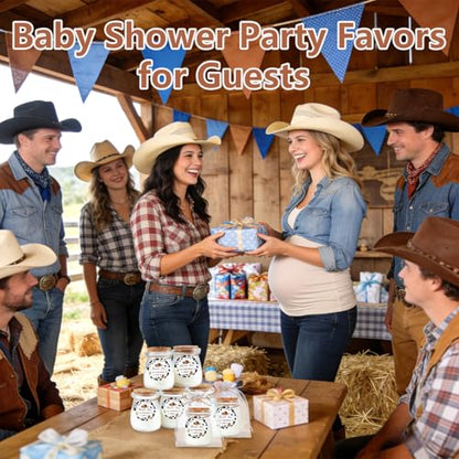 24Pcs Baby Shower Candle Cowboy Party Favors Lavender Scented Glass Jars Wax Candle Bulk with Thank You Cards Organza Bags for Guests Boy Girl Birthday Gender Reveal Gift Souvenirs (Cowboy, 24) - style: Cowboy