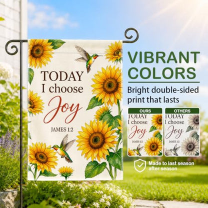 Today I Choose Joy James 1:2 Sunflower Christian Garden Flag 12x18 - color: Beige01