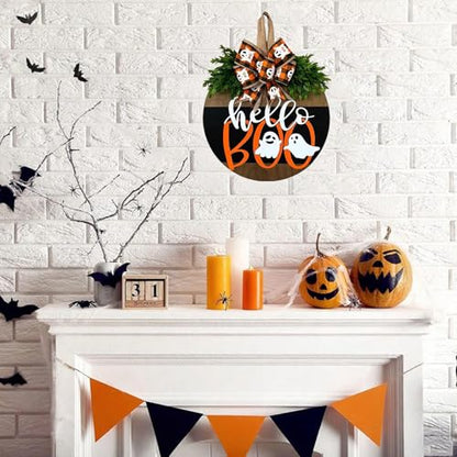 Cute Halloween Wreath, Ghost Wreath with Bow Decor - color: Halloween Ghost