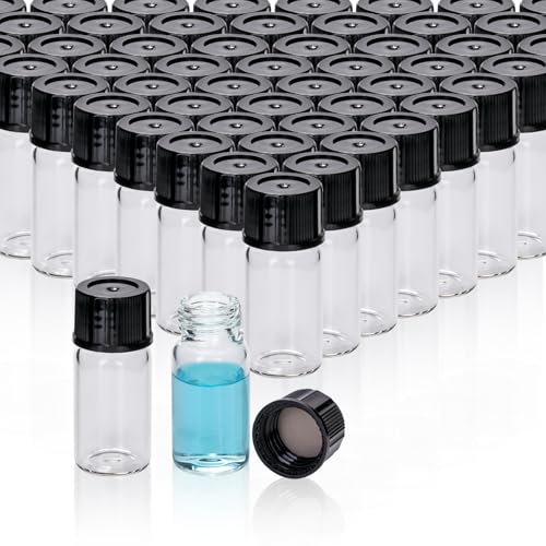 PEKYBIO 100 PCS 5ML Clear Small Liquid Sample Glass Vials with Screw Caps - size: 5 ml (100 pieces)