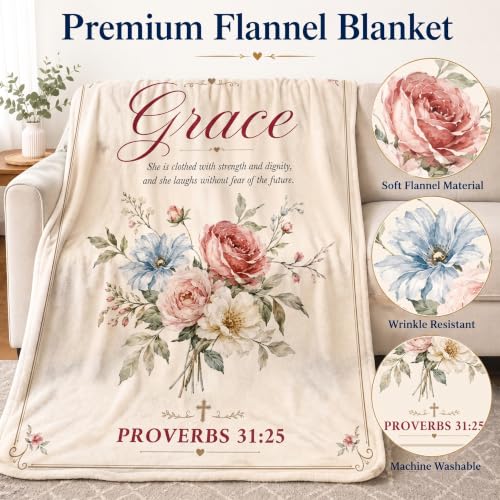 Custom Name Flannel Blanket, Inspirational Bible Verse for Women - color: Style5