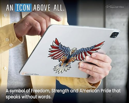American Eagle Emblem Sticker - Pack of 2 - Waterproof Vinyl Decal for Car, Truck, Van, Laptop and Water Cooler, Indoor and Outdoor Use, Durable Adhesive Sticker - Imp 115
