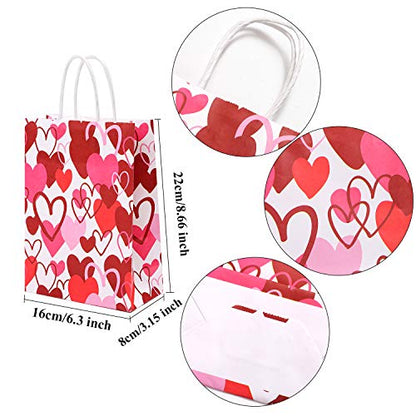 Cooraby 20 Pack Valentines Day Paper Gift Bags with Handles