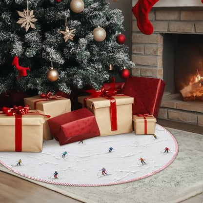 Winter Skiing Christmas Tree Skirt, Ski Gifts Xmas Tree Skirt 527XW-TS - color: Skiing-3