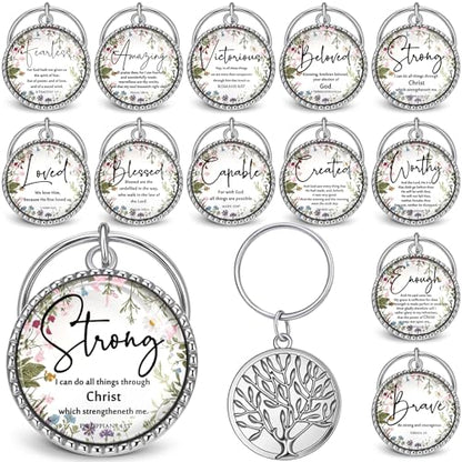 Equsion 36 Pcs Christian Keychain Bulk Mini Bible Keychains, Wildflower - color: Wildflower