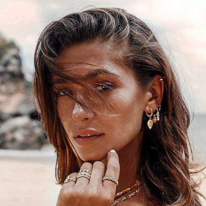 MYEARS Women Earrings Gold Huggie Hoop Dangle Drop 14K Gold Plated Small Simple Hypoallergenic Everyday Jewelry - style: Inverted Waterdrop