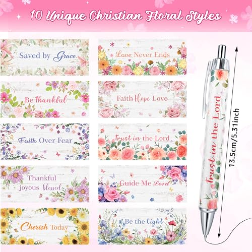 THAWAY 50 Pcs Christian Gifts for Women - Bible Pens Religious Gifts Bulk, Black Ink Inspirational Pens Smooth Writing Scripture Pen Ballpoint for Coworker Journaling School Office Church Supplies - style: Christian