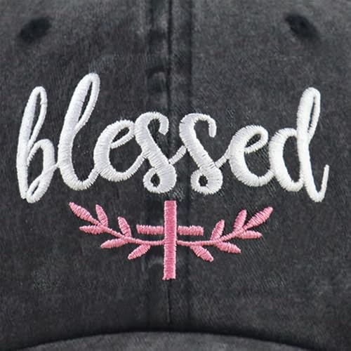 HHNLB Blessed Jesus Hats for Men Women, Adjustable Embroidered Cotton Christian Baseball Cap
