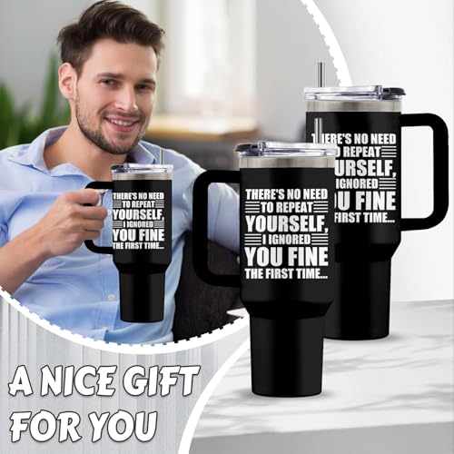 Encouragement 40oz Tumbler, with Handle & Straw, Insulated Cup - color: Funny Ignored