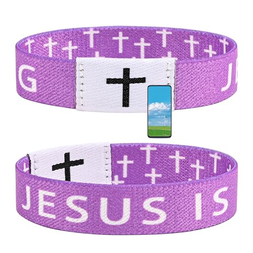 Daily Bible Verse Bracelet, Christian Bracelet for Women Men, Christian Jesus Jewelry Gifts Wristband - style: Purple