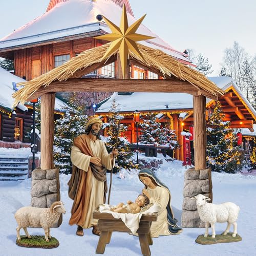 6 Pcs Christmas Nativity Scene Set 81" Tall Outdoor Nativity Scene