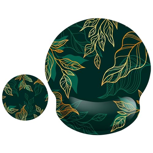 ITNRSIIET Ergonomic Mouse Pad with Wrist Support Wrist Rest Smooth Surface Non-Slip Rubber Base Comfortable Office Supplies Pain Relief, 9.8 x 9.1 inches, Leaf - color: Leaf