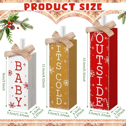 Cinnvoice 3 Pcs Christmas Table Decorations for Home, It's Cold Outside - style: Hot Cocoa Style