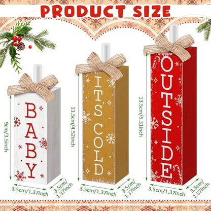 Cinnvoice 3 Pcs Christmas Table Decorations for Home, It's Cold Outside - style: Hot Cocoa Style