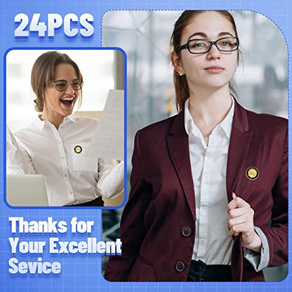Dingion 24 Pcs Employee of The Month Lapel Pin 3/4 Inch Coworker Appreciation Award Gifts Bulk, Trophy Employees Pin Gifts for Staff Coworker Team Teacher Volunteer Recognition(Excellence in Service) - style: Excellence in Service