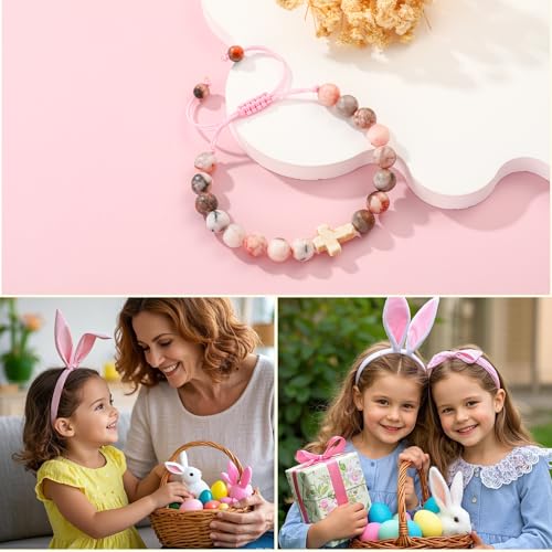 First Communion Confirmation Gifts for Girls, Cross Natural Beads Bracelet Christian Religious Jewelry Gifts for Kids Teen Girls - style: Style-3