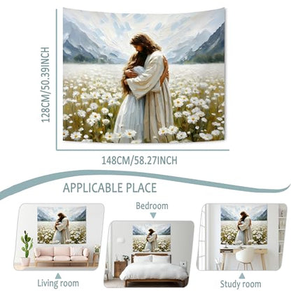 KAIOUS Christian Jesus Wall Hanging Tapestry for Women, 50x58 - color: His Love, size: 58"L x 50"W