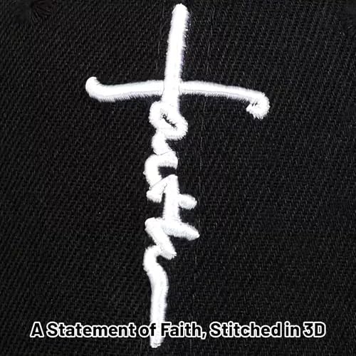 3D Embroidered Christian Hat for Men & Women, Jesus Faith Cross Hat, Religious Gifts for Christians Clothes - color: Faith Design-black